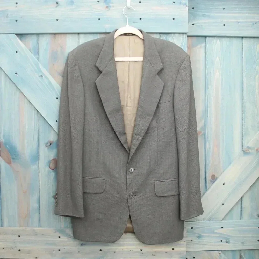 Vintage Oscar de la Renta Size 39L Suit Jacket Blazer Gray - Picture 2 of 7